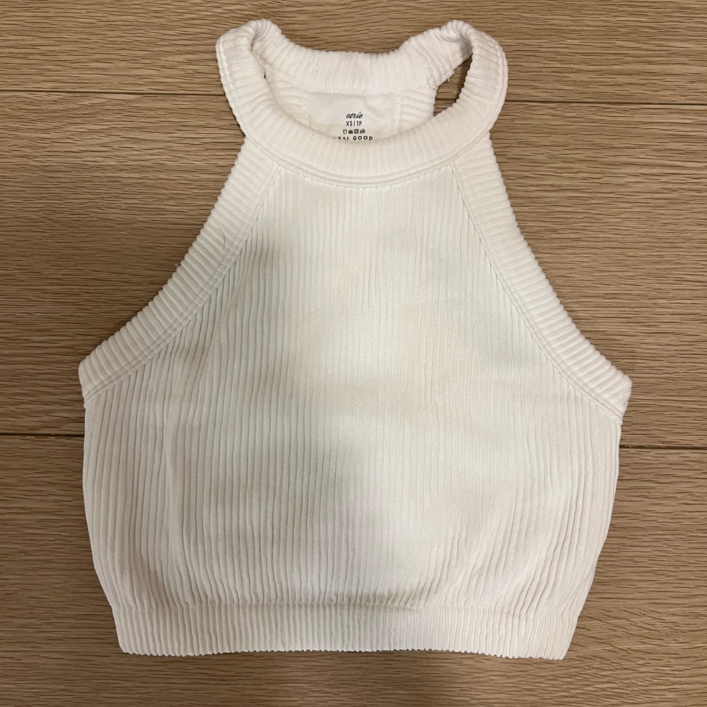Aerie ribbed cropped halter top